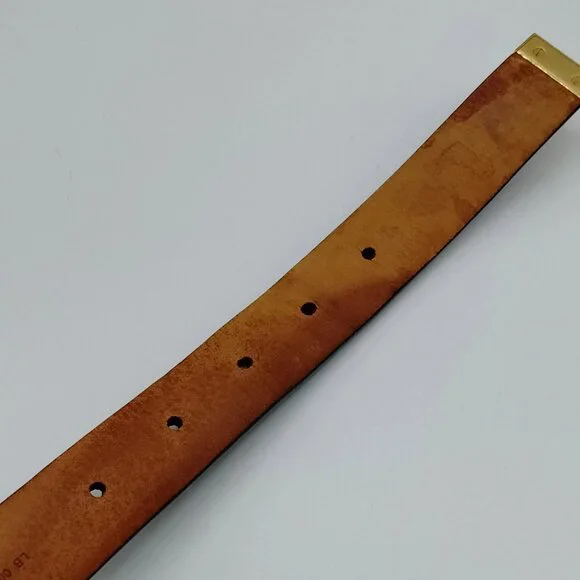 Authentic Louis Vuitton Monogram Belt Gold Buckle LV Vintage Designer Belt - Picture 7 of 10